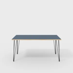 Plywood Desk with Black Hairpin Legs - Formica Night Sea Blue - 1600(w) x 800(d) x 735(h)