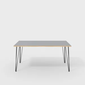 Plywood Desk with Black Hairpin Legs - Formica Tornado Grey - 1600(w) x 800(d) x 735(h)