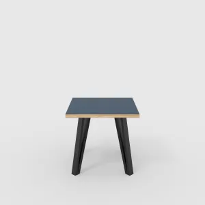 Plywood Side Table with Black Box Hairpin Legs - Formica Night Sea Blue - 500(w) x 500(d) x 425(h)