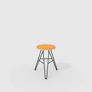 Plywood Stool with Black Hairpin Base - Formica Levante Orange