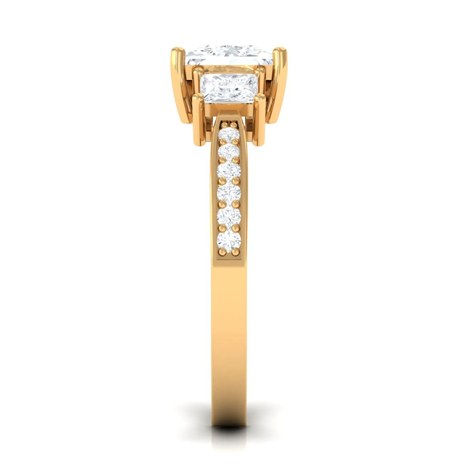 Princess Cut Zircon Three Stone Engagement Ring