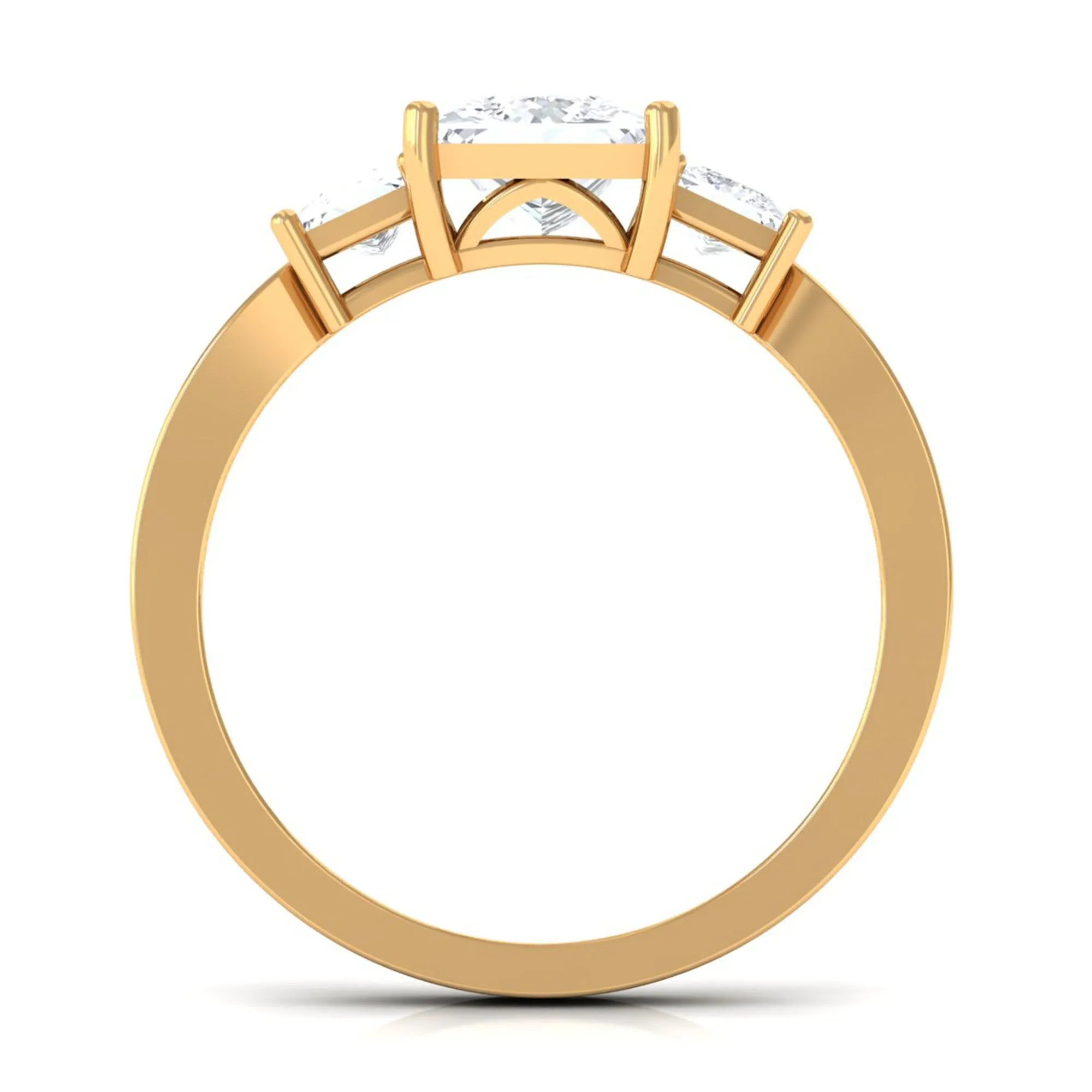 Princess Cut Zircon Three Stone Engagement Ring