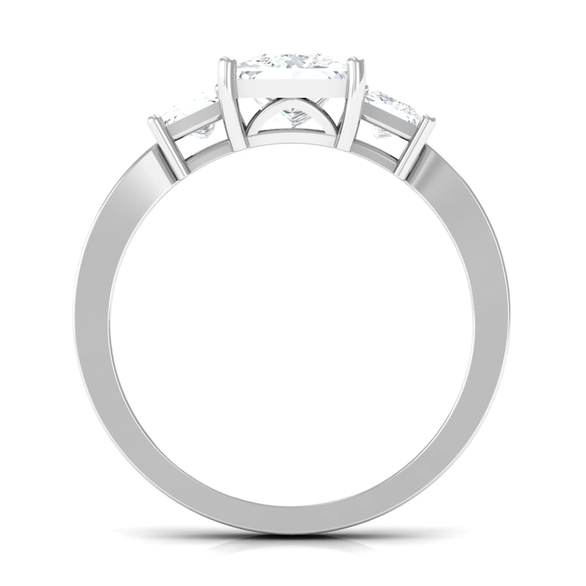 Princess Cut Zircon Three Stone Engagement Ring