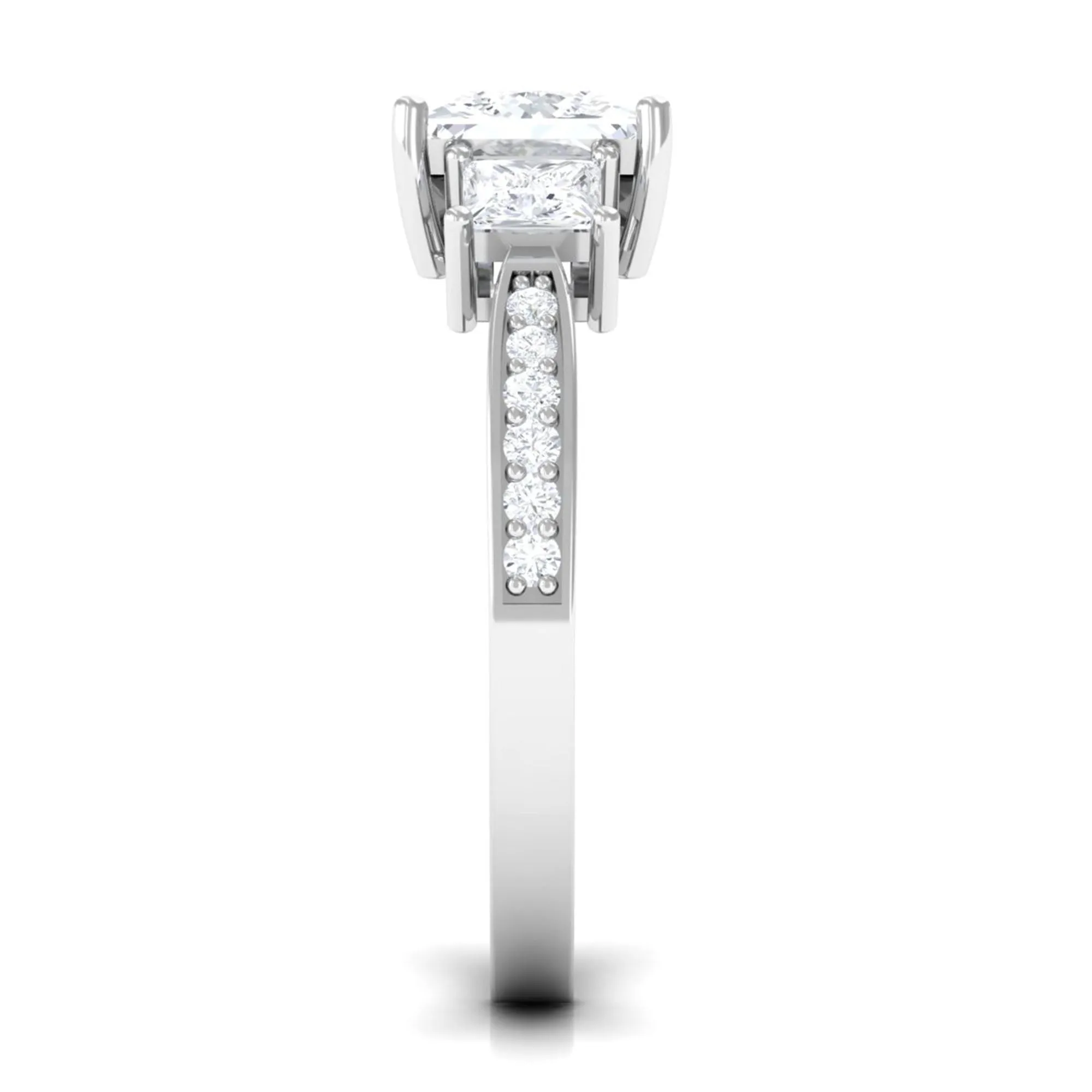 Princess Cut Zircon Three Stone Engagement Ring