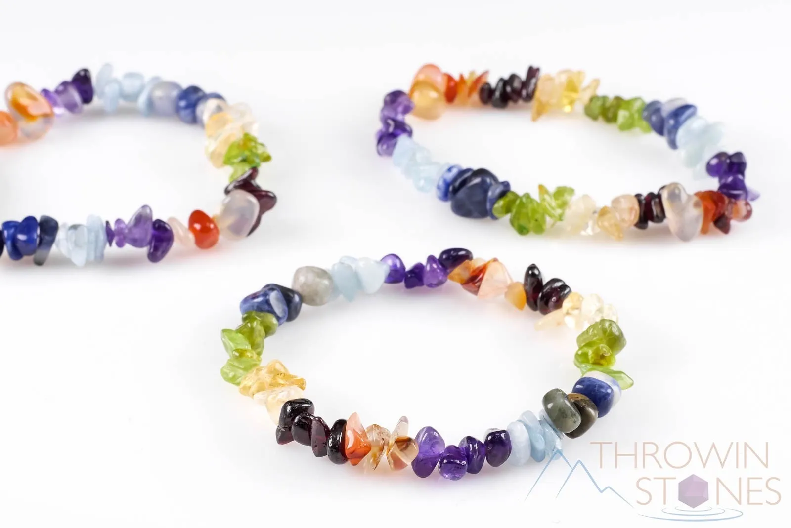 RAINBOW CHAKRA Crystal Bracelet - Chip Beads - Beaded Bracelet, Handmade Jewelry, Healing Crystal Bracelet, E0628