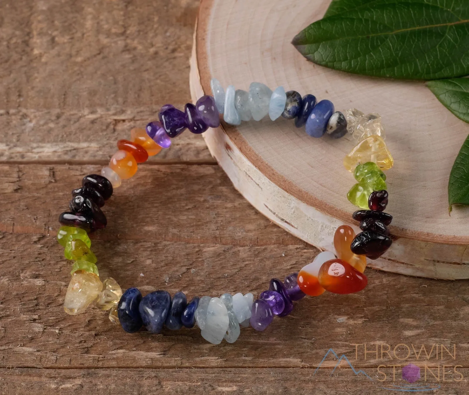 RAINBOW CHAKRA Crystal Bracelet - Chip Beads - Beaded Bracelet, Handmade Jewelry, Healing Crystal Bracelet, E0628