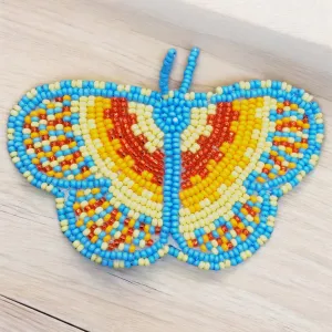 Red and Blue Butterfly Beaded Barrette