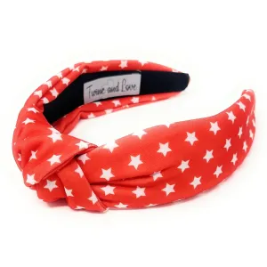 Red White Stars Knotted Headband