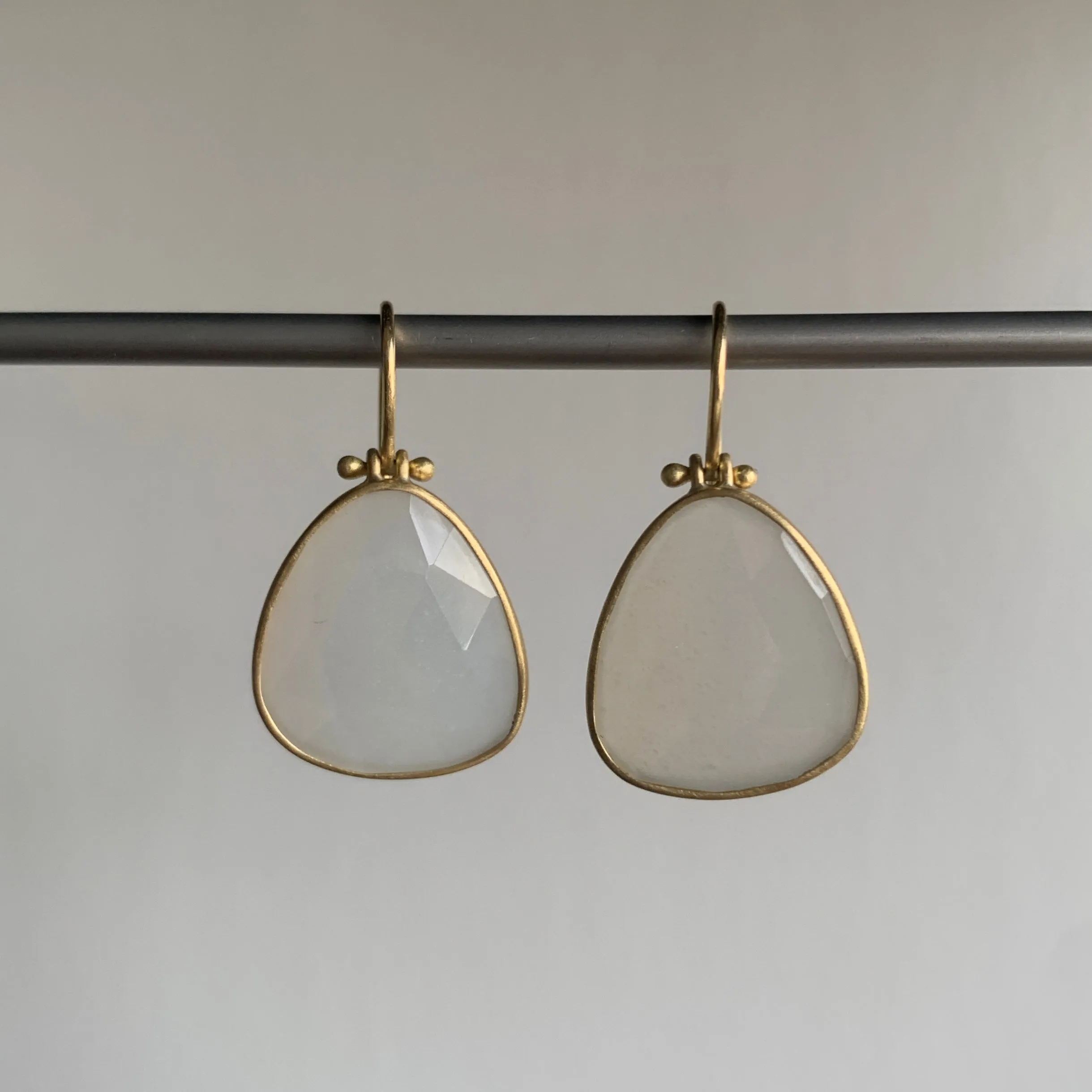 Rose Cut Moonstone Pear Earrings