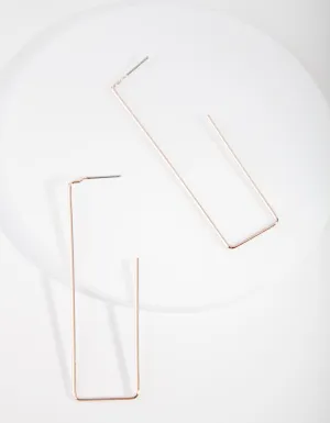 Rose Gold Rectangle Hoop Earrings