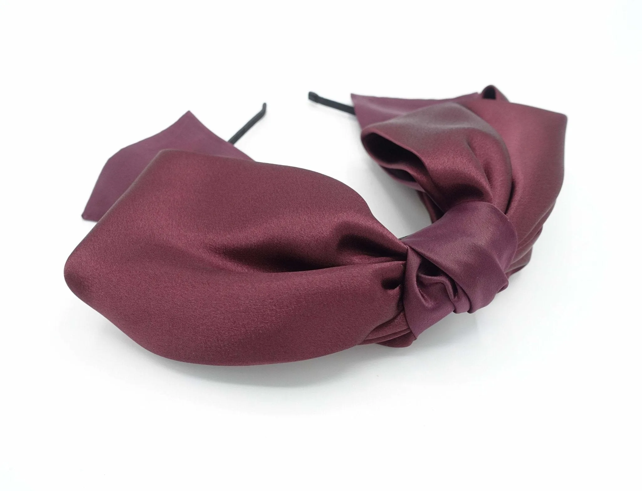 satin bow headband droopy style layered retro hairband for women