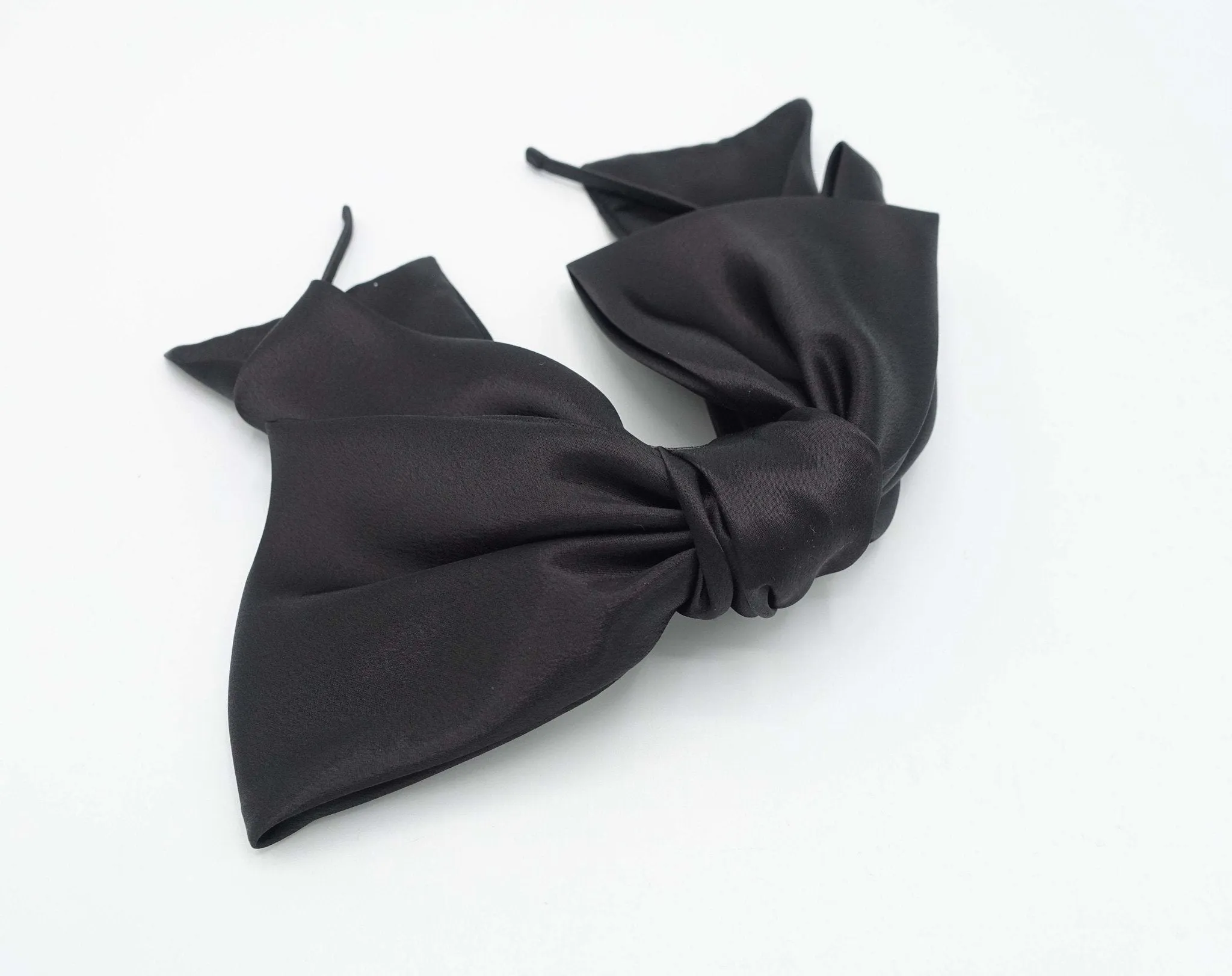 satin bow headband droopy style layered retro hairband for women