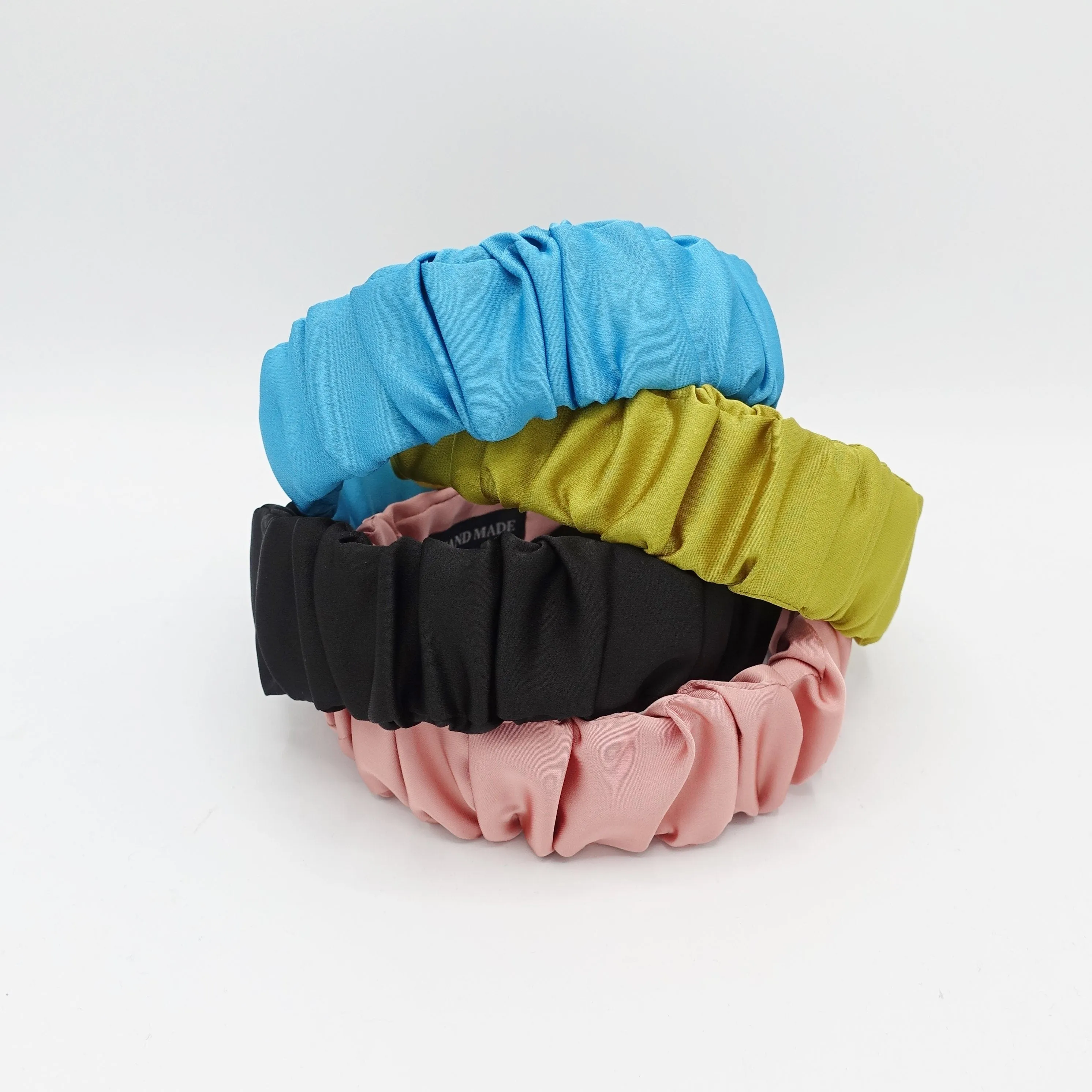 satin ruched headband solid color pleats hairband classy hair accessory for woman