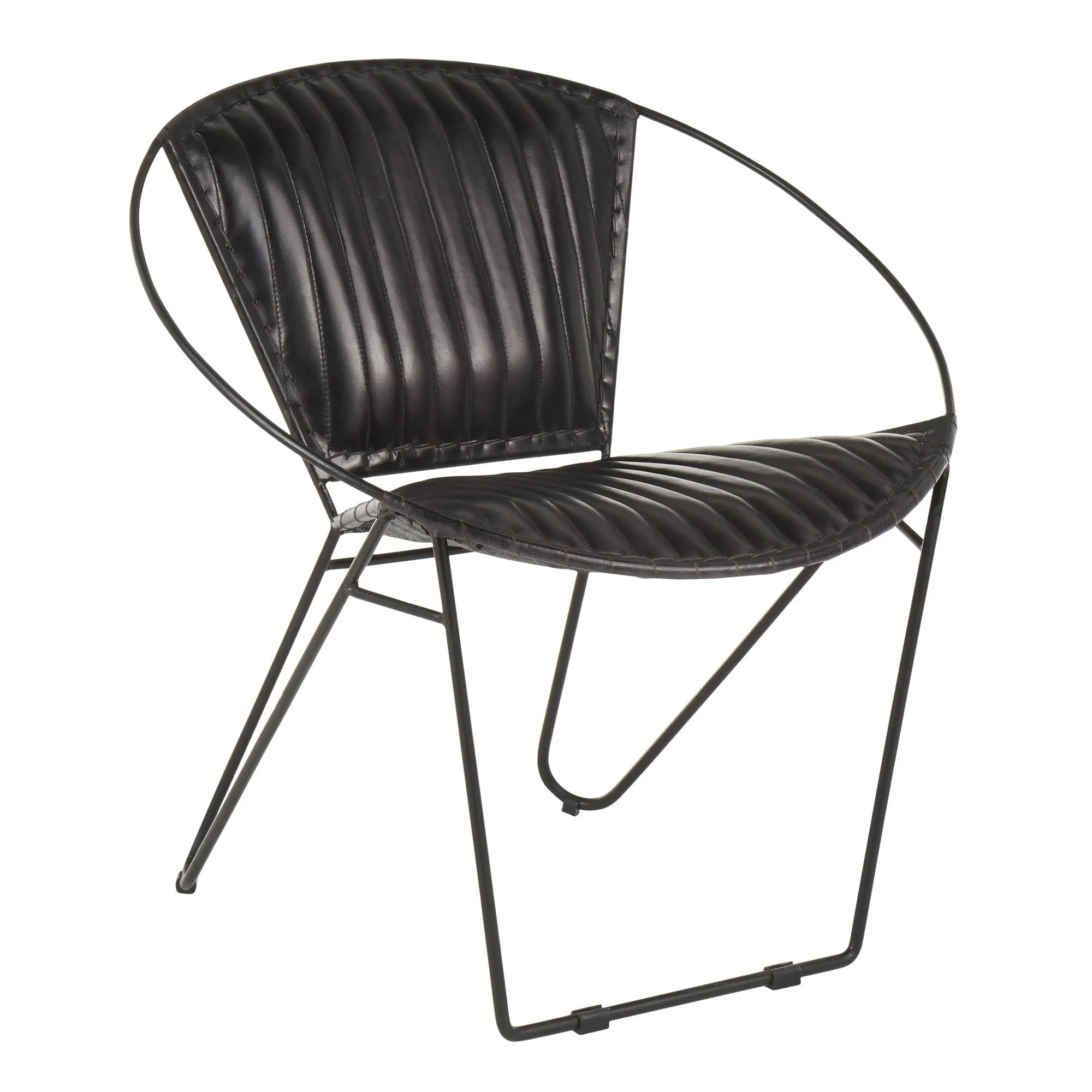 Saturn Industrial Chair in Black Metal and Black Leather by LumiSource