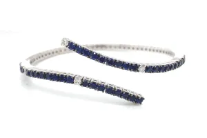 Savoia Blue Sapphire & Diamond Open Bangle Bracelet