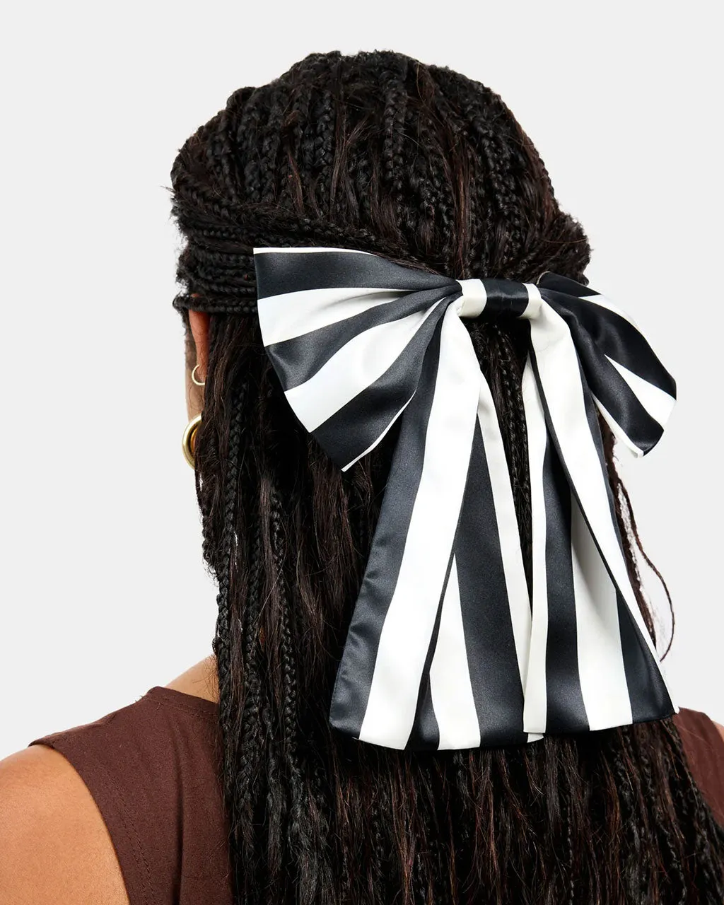 Silk Bow Barrette - Stripes