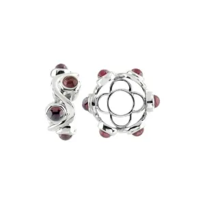 Silver & Garnet Cabochon Swirl Charm S429G