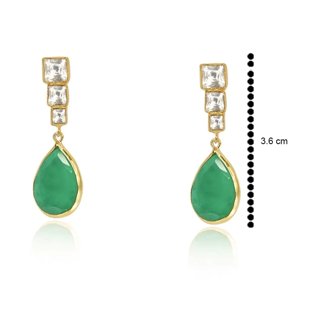 Silver green drop earring