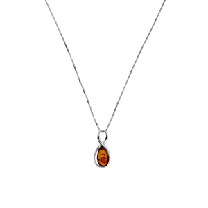 Silver Infinity Amber Pendant