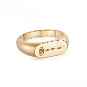 Single Daisy Signet 18ct Gold Plated Ring FR03_GP