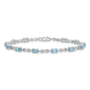 Sterling Silver Oval Gemstone Infinity Link Bracelets