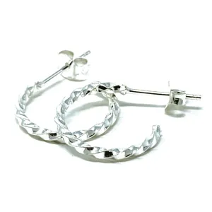 Sterling Silver Twisted Hoop Earrings