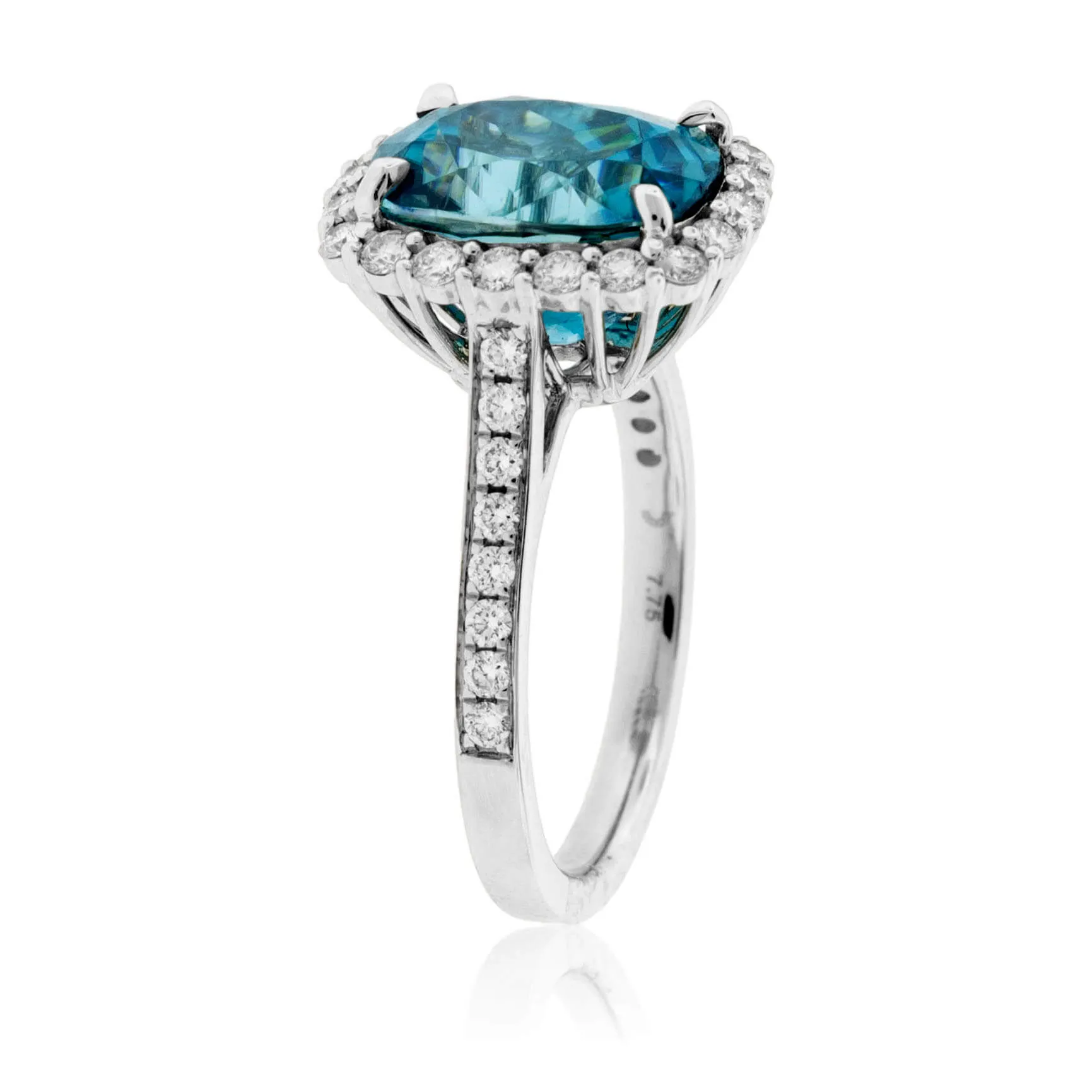 Stunning Blue Zircon & Diamond Halo Ring