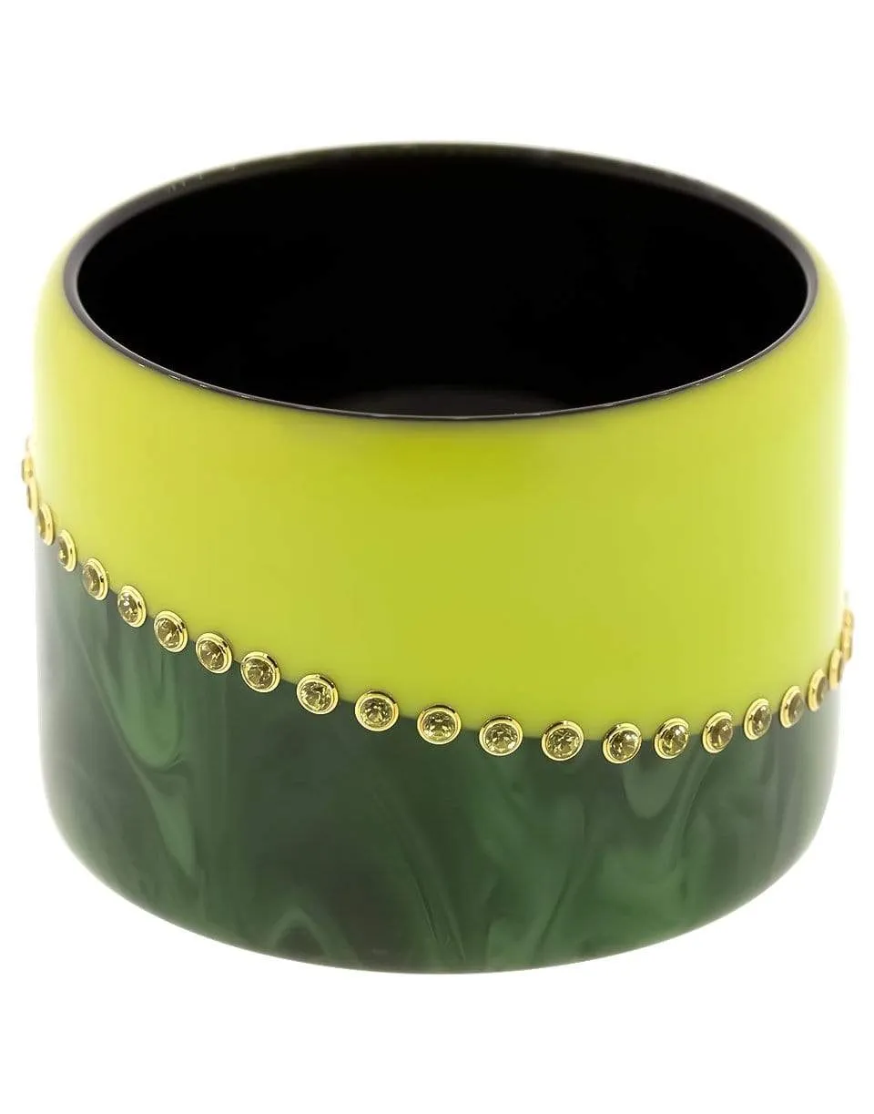 Tall Green Peridot Bakelite Bangle