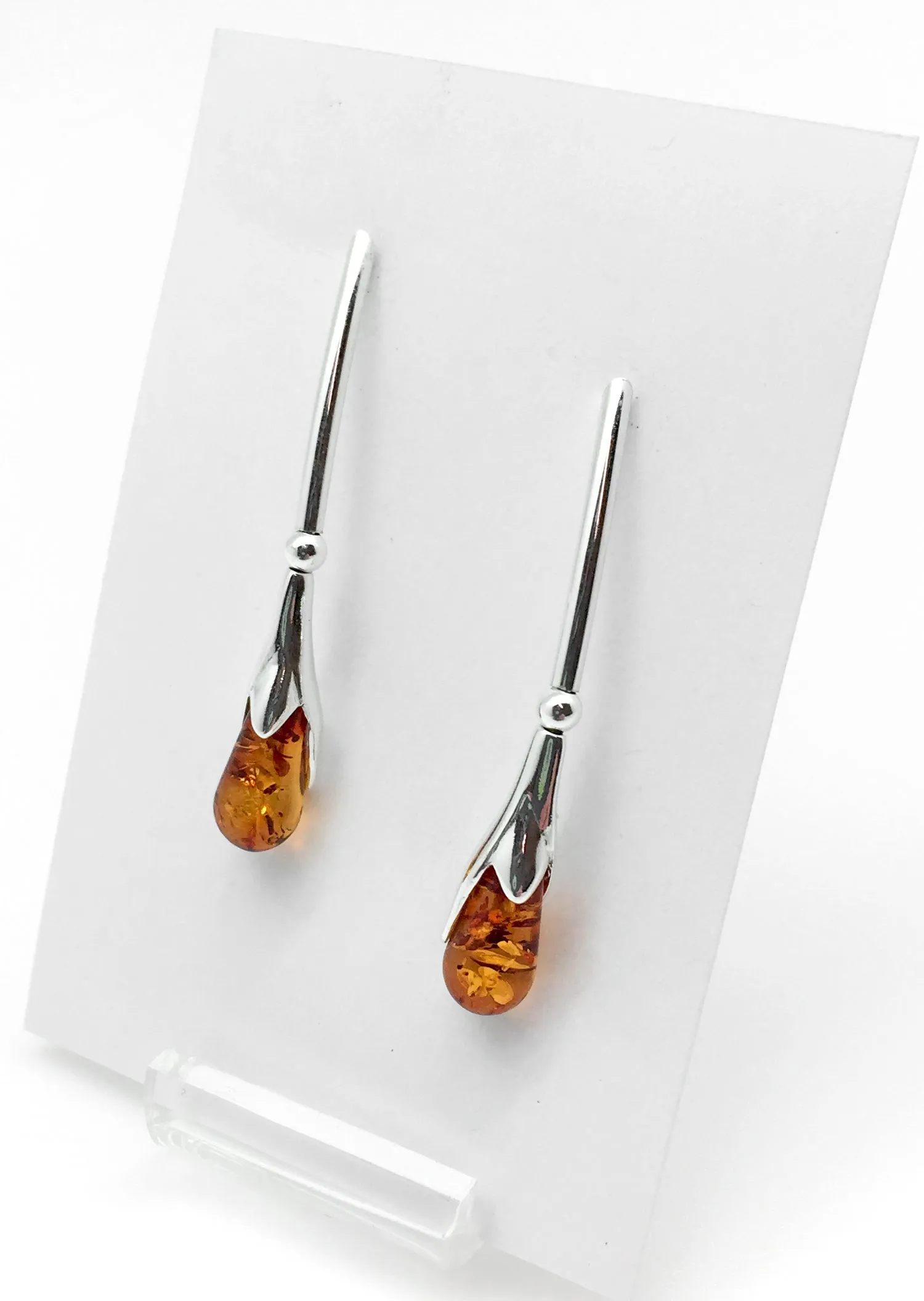 Teardrop Amber Hook Earrings