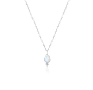 Teardrop Sterling Silver Rainbow Moonstone Necklace