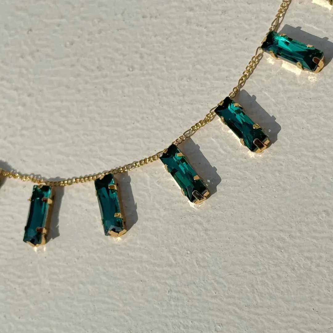 TFC 24K Emerald Slim Brick Gold Plated Dainty Necklace