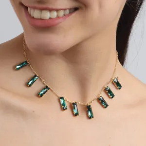 TFC 24K Emerald Slim Brick Gold Plated Dainty Necklace