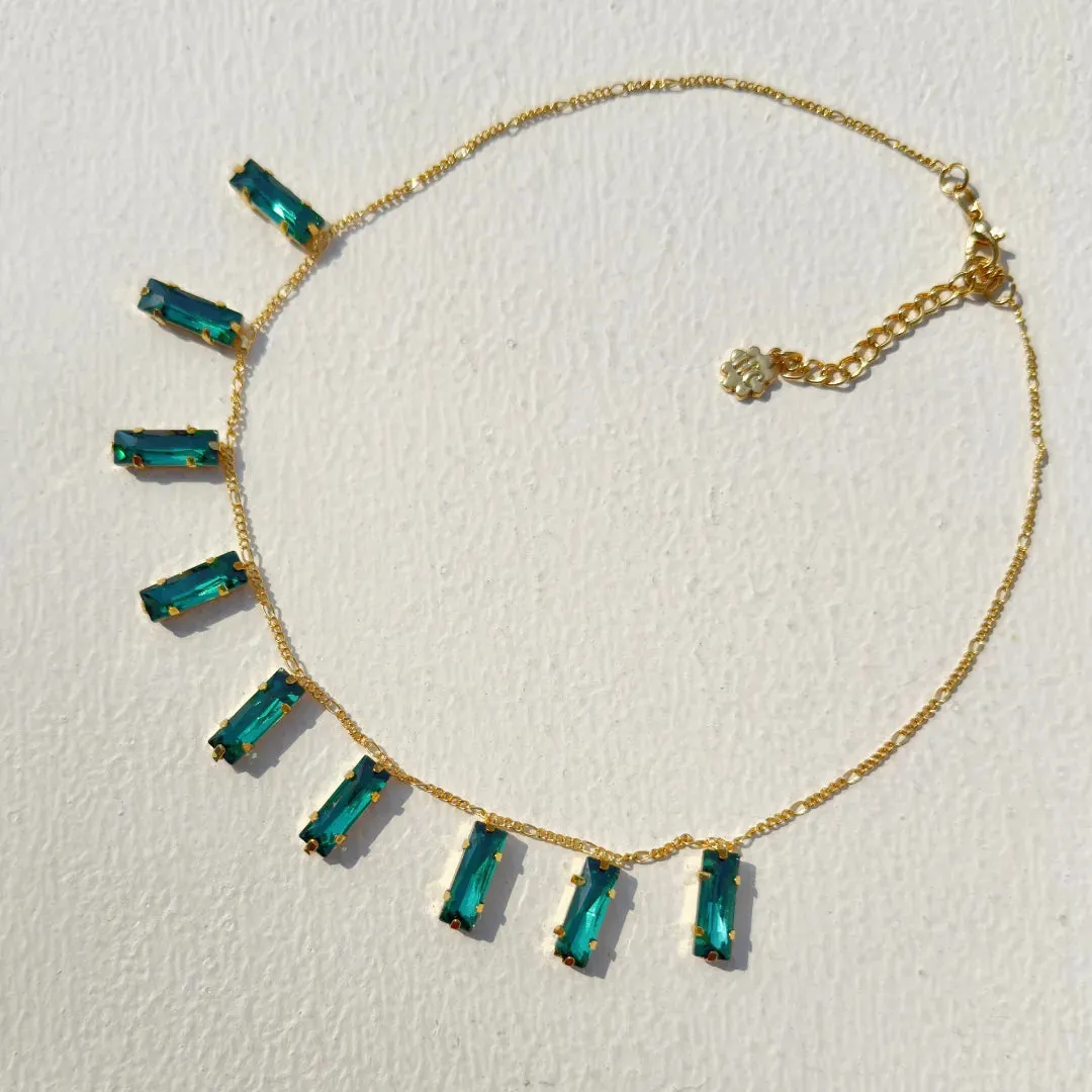 TFC 24K Emerald Slim Brick Gold Plated Dainty Necklace