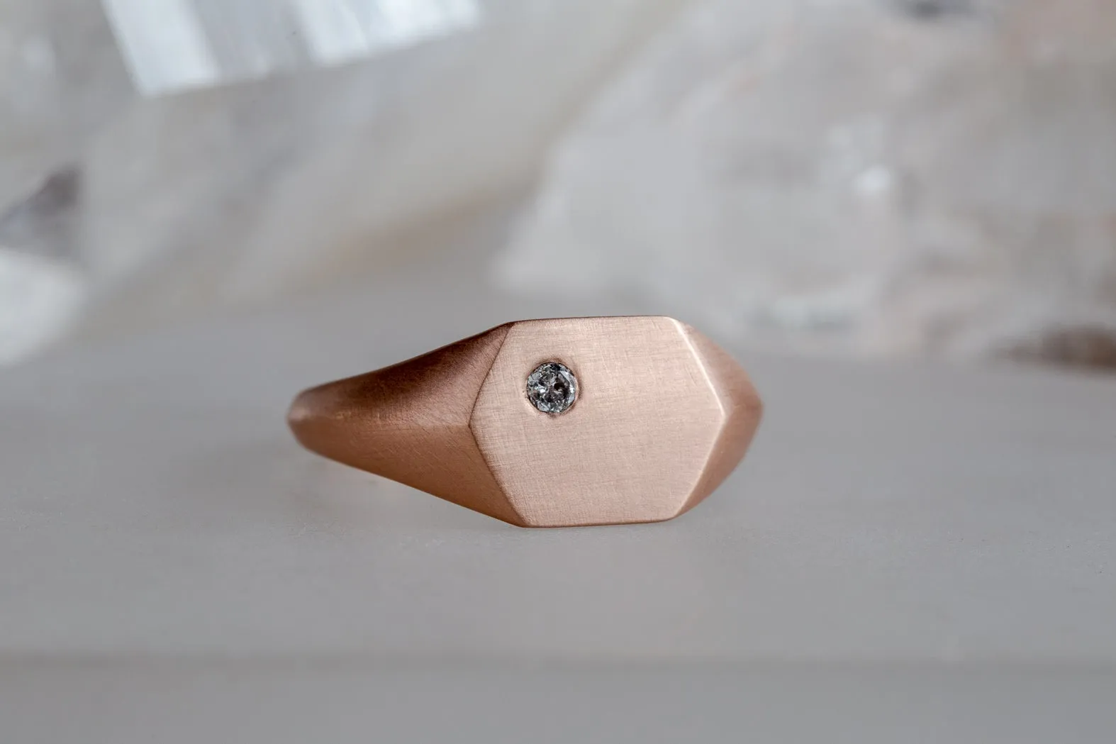 The Hexagon Diamond Signet Ring