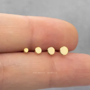 Tiny Circle Studs 2, 3, 3.5, 4mm Unisex, Gold, Silver SS328 SS329 SS335 SS017 Butterfly End, SS479 SS480 SS481 SS482 Screw Ball End (Type A)