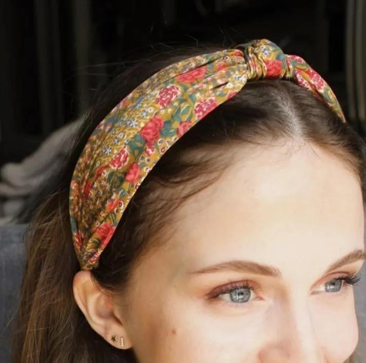 tiny floral headband colorful top knot hairband for women