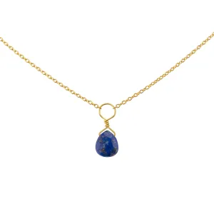 Tiny Lapis Lazuli Drop Necklace