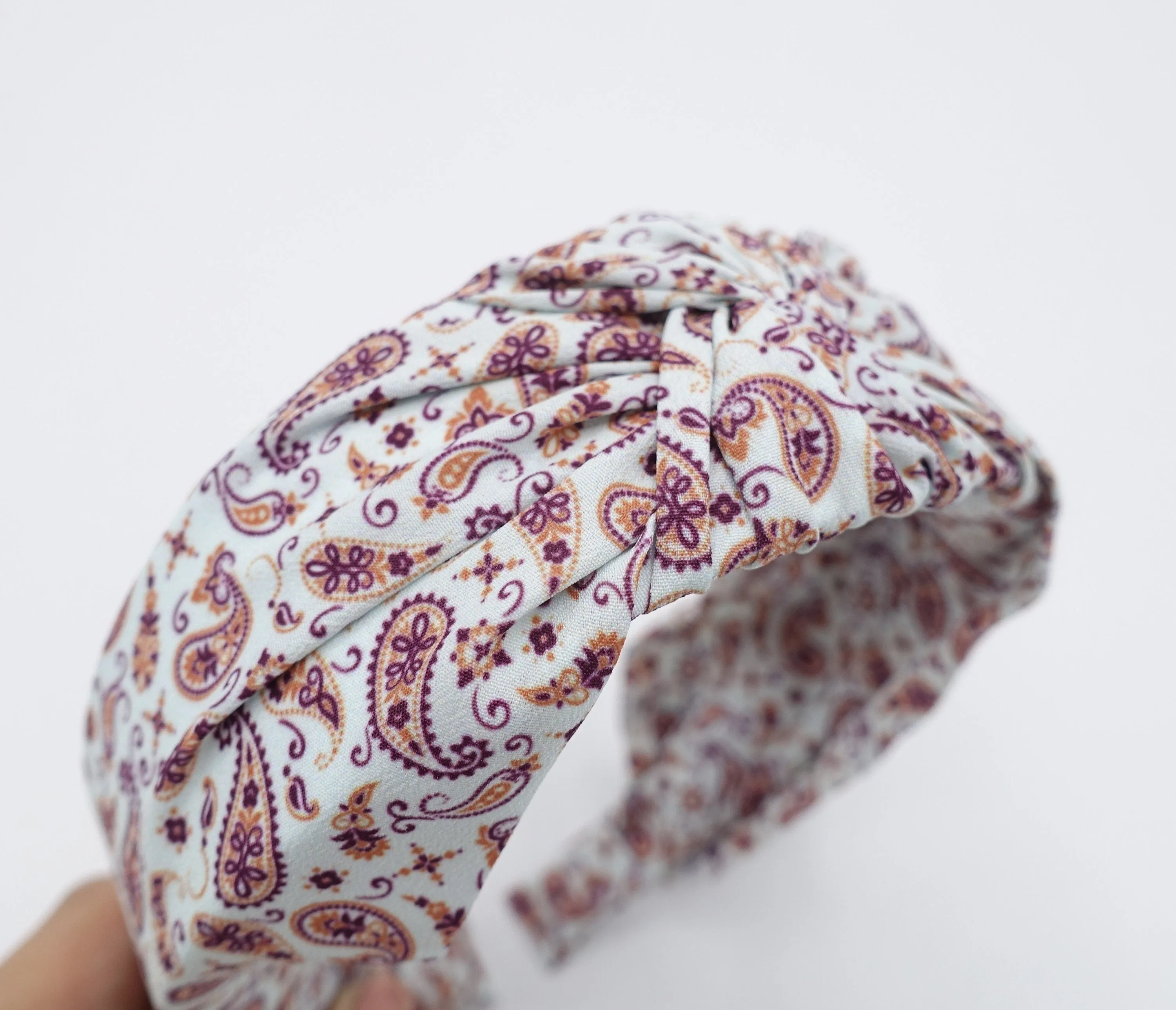 tiny paisley print top knot headband for women