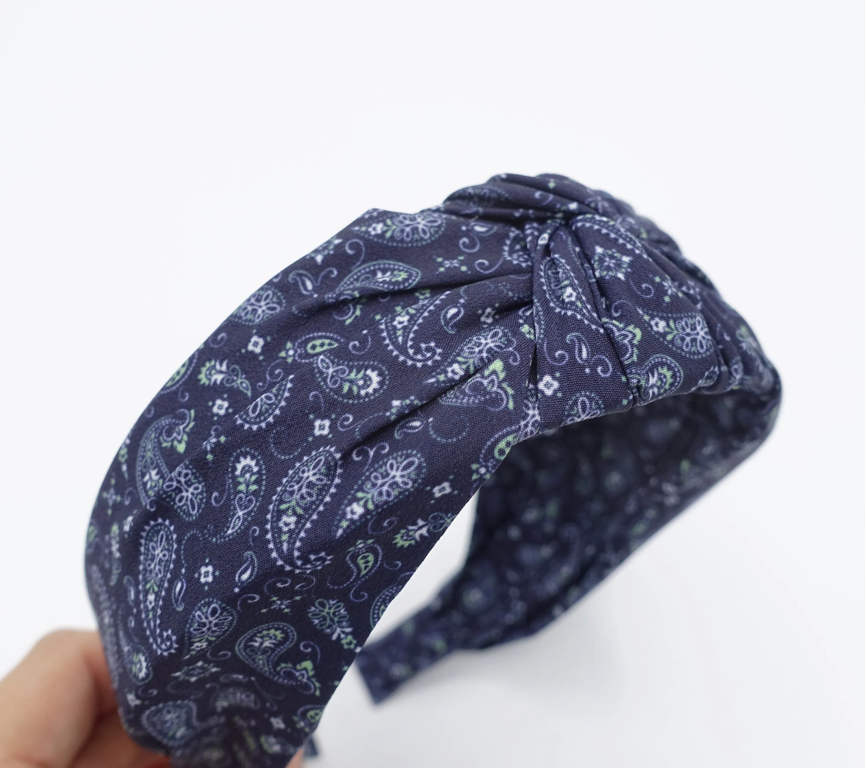 tiny paisley print top knot headband for women