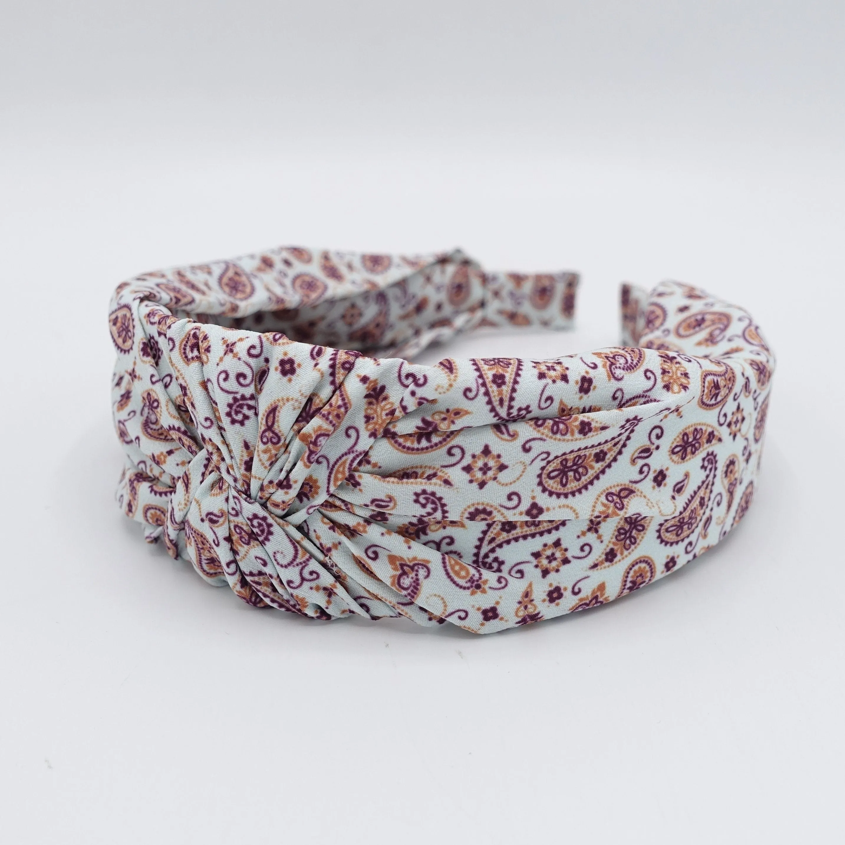 tiny paisley print top knot headband for women