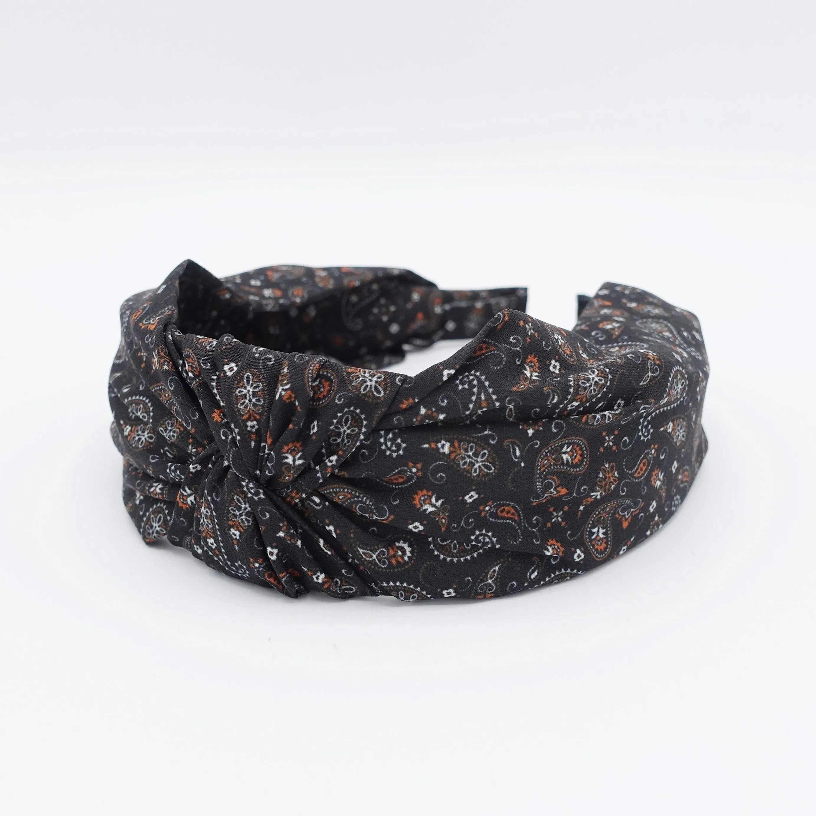 tiny paisley print top knot headband for women