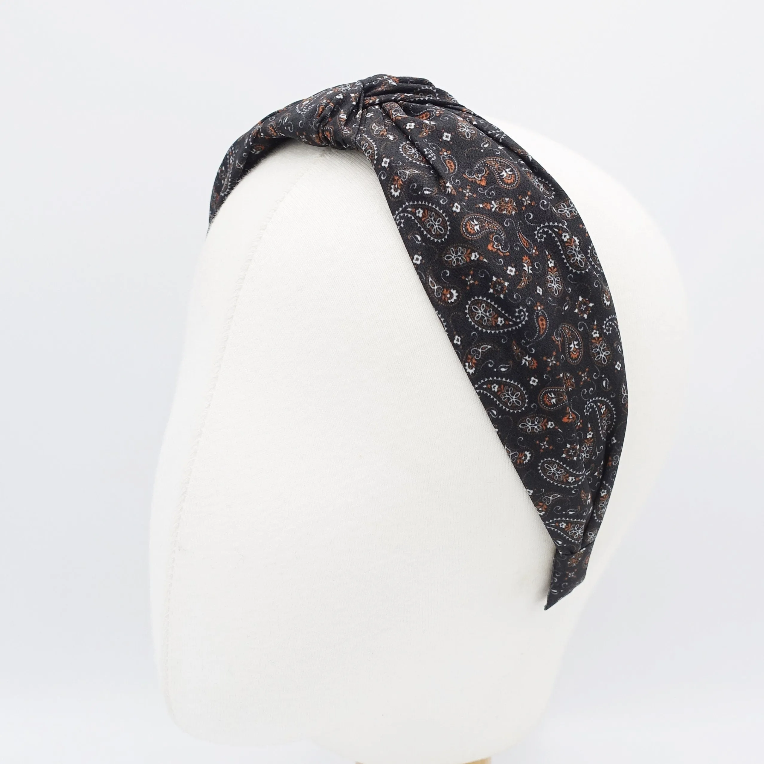 tiny paisley print top knot headband for women