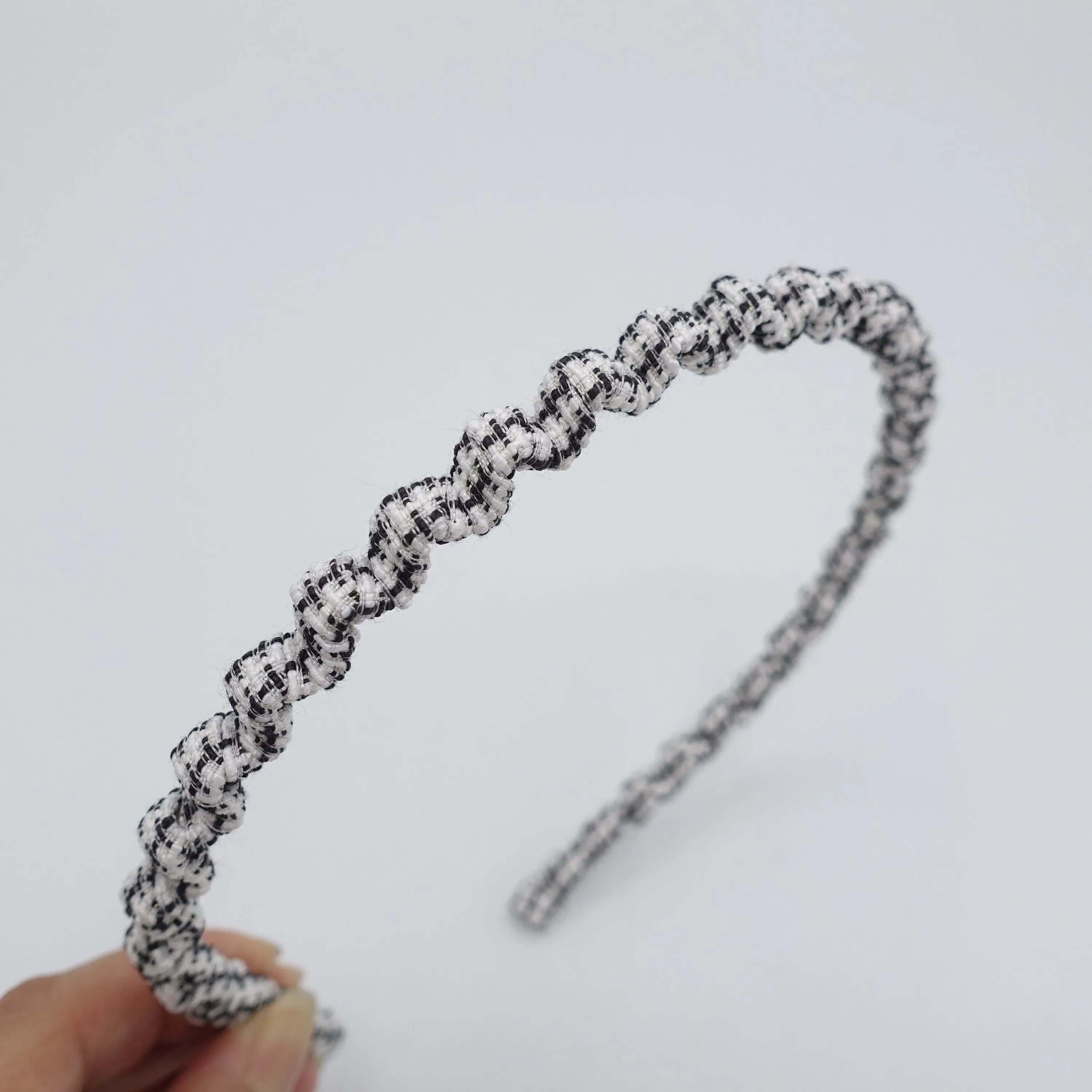 tweed wave headband thin metal hairband for women