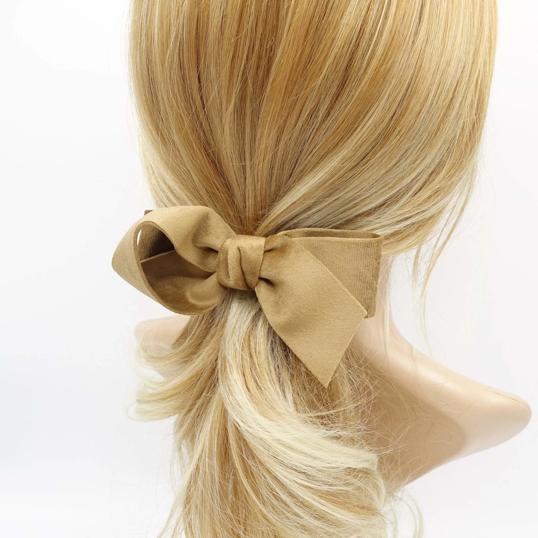 velvet hair bow curved asymmetric double-faced hair accessory for women