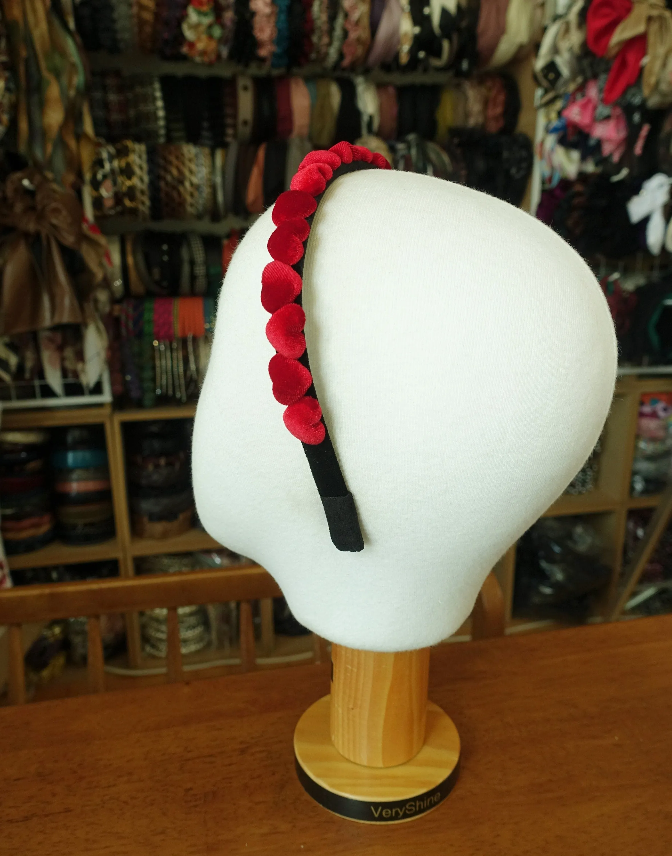 velvet headband, heart headband, velvet heart headband for women