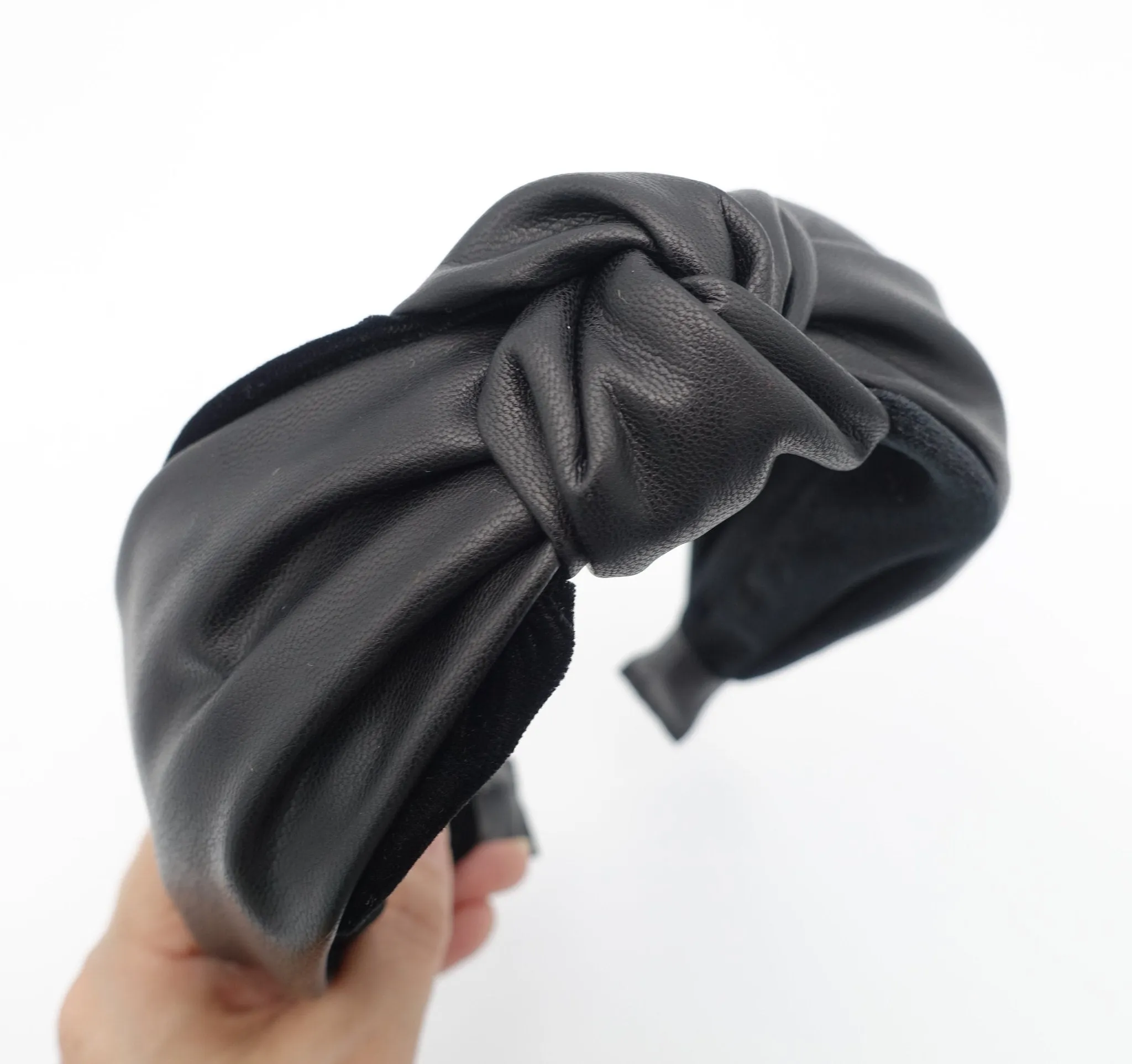 velvet layered leather top knot headband stylish women hair accessory