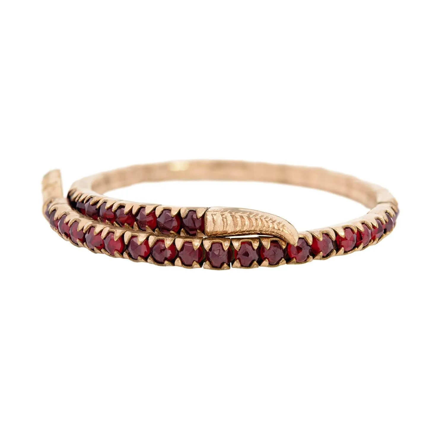 Victorian Gold Filled Garnet, Pearl, and  Snake Bracelet Set