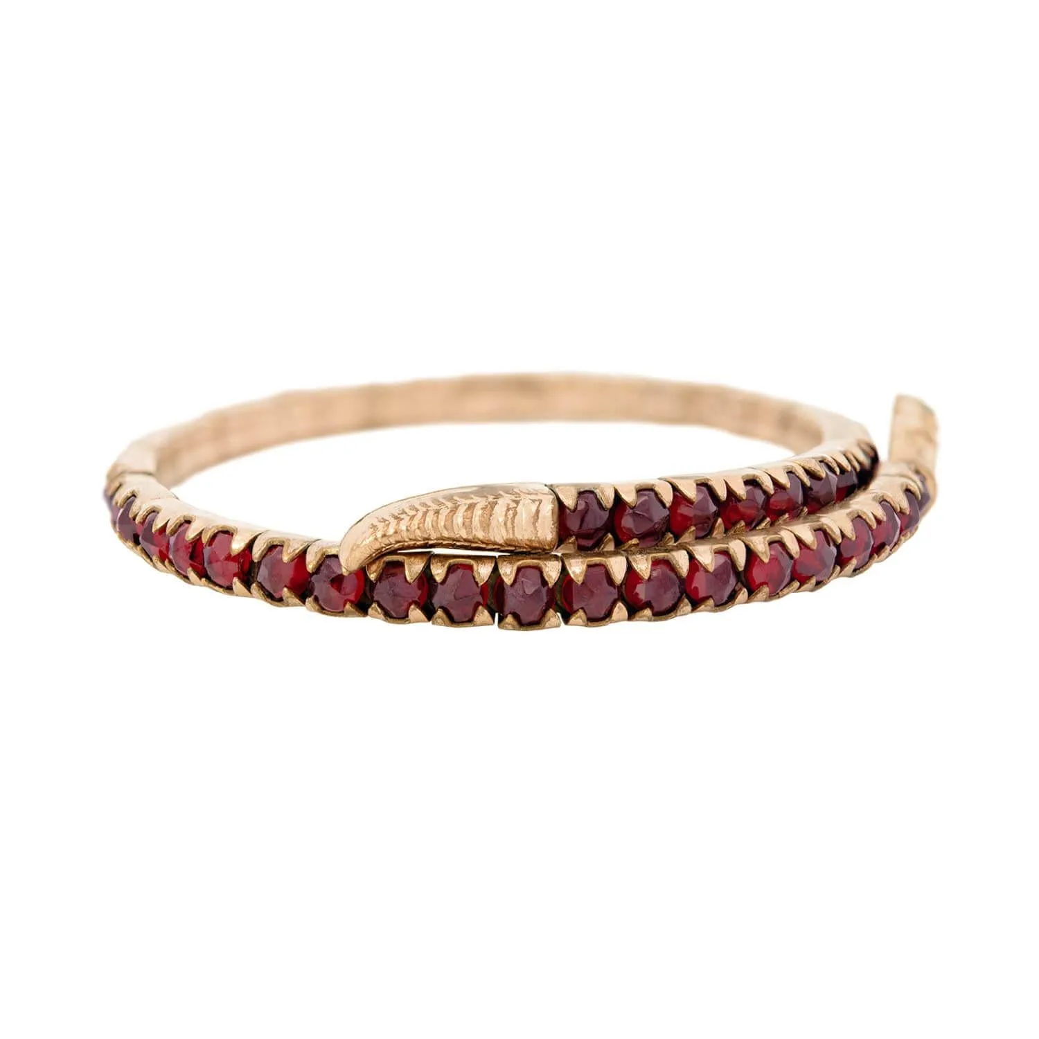 Victorian Gold Filled Garnet, Pearl, and  Snake Bracelet Set