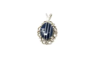 Vintage Designer KABANA Blue Lapis Lazuli Sterling Silver Necklace Pendant