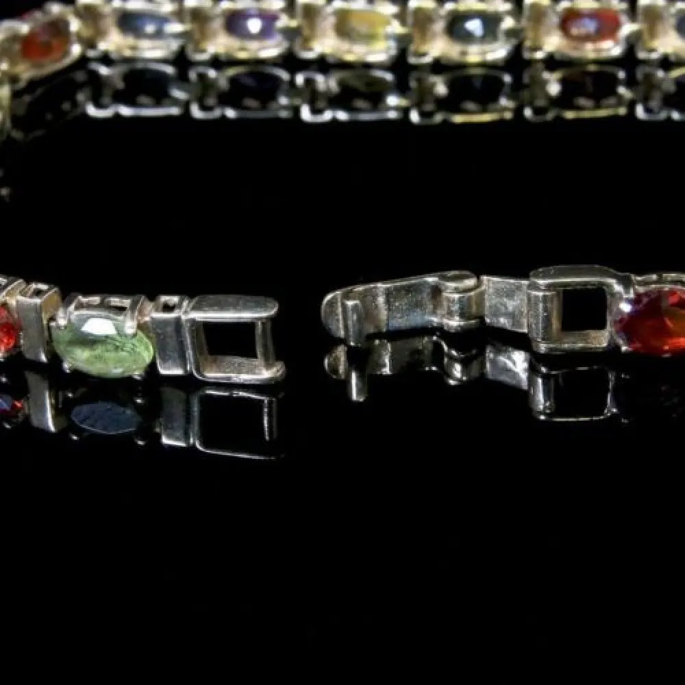 Vintage Gemstone Gold Bracelet Set With Garnets Aqua Amethyst Citrine And Peridot